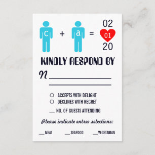 Monogram Liebe Couple Wedding RSVP Cards Karte