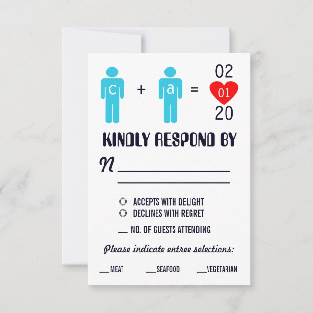 Monogram Liebe Couple Wedding RSVP Cards Karte (Vorderseite)