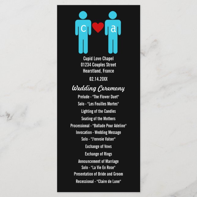 Monogram Liebe Couple Weddingprogramme Programm (Vorderseite)