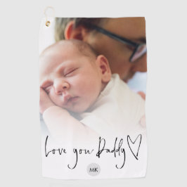 Monogram Liebe You Daddy Script Heart Foto Overlay Golfhandtuch