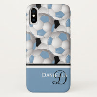 Monogram Light Blue Black Soccer Ball-Muster