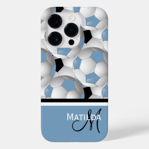 Monogram Light Blue Black Soccer Ball Pattern Case-Mate iPhone Hülle