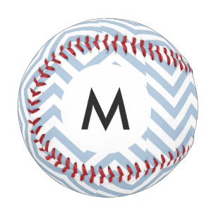 Monogram Light Blue Grunge Textil Zickzack Baseball