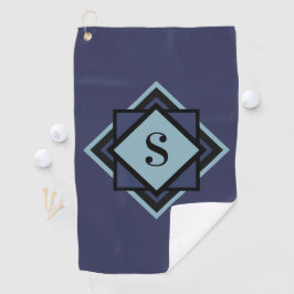 Monogram Light Blue Navy Blue Diamond Golfhandtuch