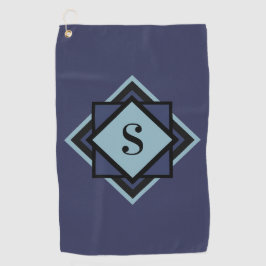 Monogram Light Blue Navy Blue Diamond Golfhandtuch