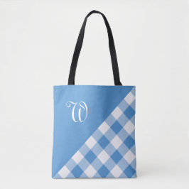 Monogram Light Blue White Buffalo Karo Geometric
