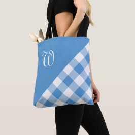 Monogram Light Blue White Buffalo Karo Geometric