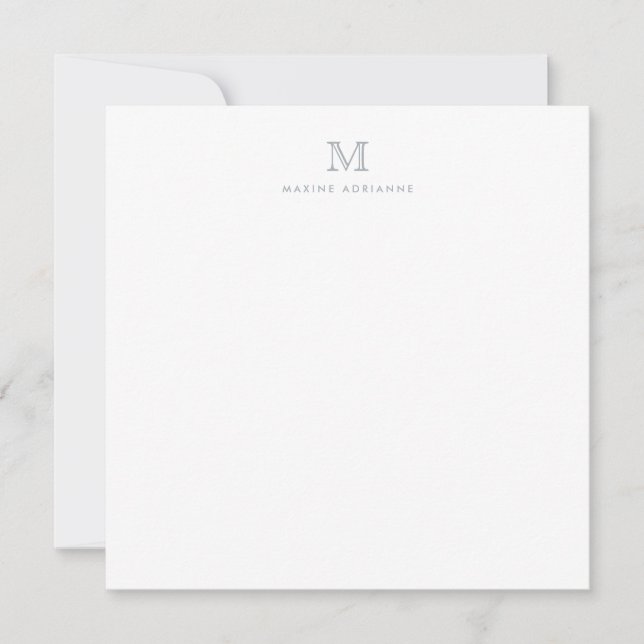 Monogram Light Gray Simple Modern Typografy Mitteilungskarte (Vorderseite)
