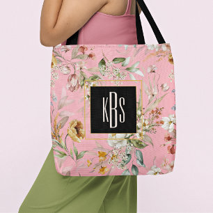 Monogram, Light Pink 1600s Fine Art Florals Tasche