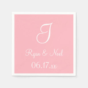 Monogram Light Pink Classy Monochromatic Napkins Serviette
