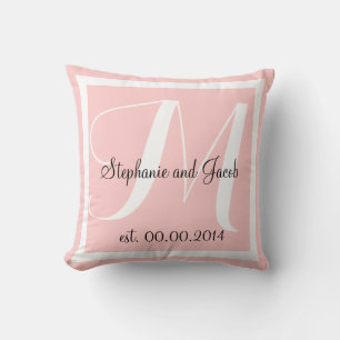 Monogram Light Rose Pink Wedding Keepake Kissen