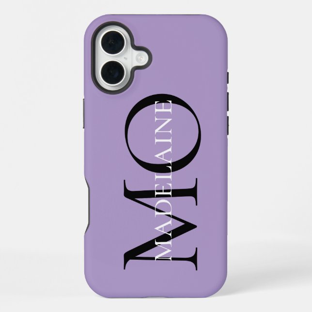 Monogram Lila Black Personal iPhone Hülle (Rückseite)