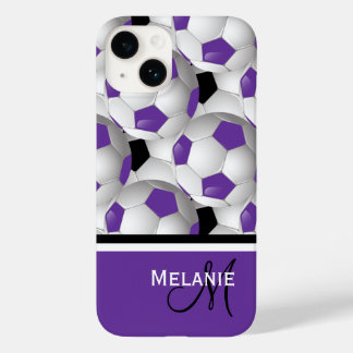 Monogram Lila Black Soccer Ball Pattern Case-Mate iPhone 14 Hülle