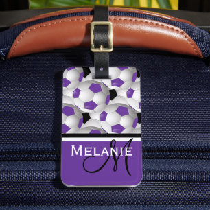 Monogram Lila Black Soccer Ball Pattern Gepäckanhänger