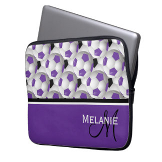 Monogram Lila Black Soccer Ball Pattern Laptopschutzhülle