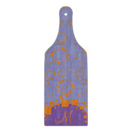 Monogram Lila Circle Squares Art Schneidebrett