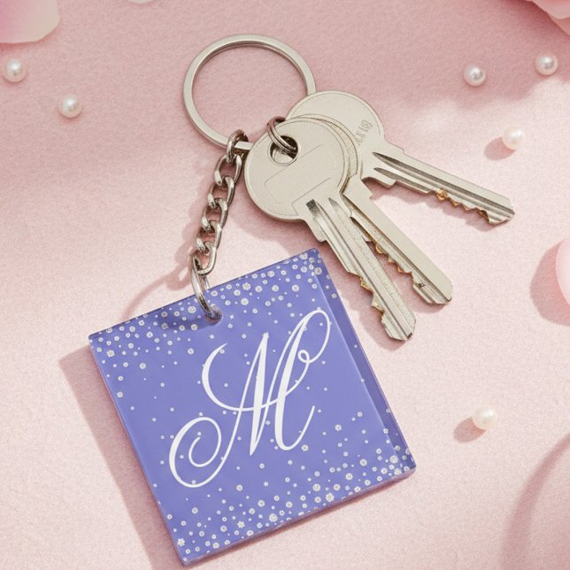 Monogram Lila Diamonds Personalisiert Schlüsselanhänger (Von Creator hochgeladen)