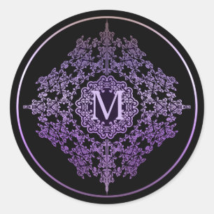 Monogram Lila Filigree Motif Stickers