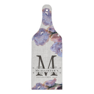 Monogram Lila Floral Family etabliert Vintag Schneidebrett