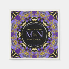 Monogram Lila Gold Diamond Lace Einzigartige Hochz Serviette