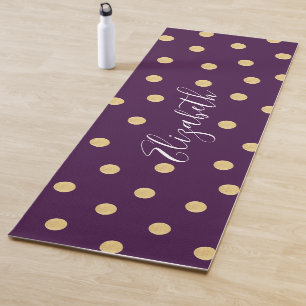 Monogram Lila Gold Polka Dot Muster Yogamatte