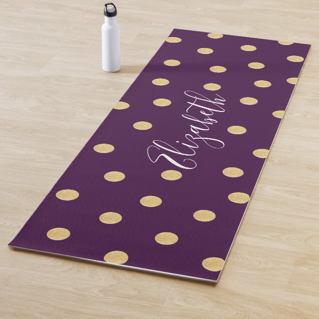 Monogram Lila Gold Polka Dot Muster Yogamatte (Beispiel)