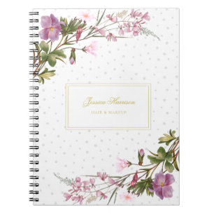 Monogram Lila Lilac Pink Bouquet Vintag Niedlich Notizblock