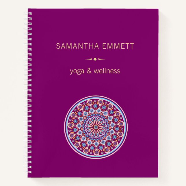 Monogram Lila Mandala Colorful Spiral Notebook Notizbuch (Vorderseite)