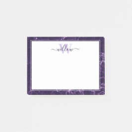 Monogram Lila Marble Muster Postit Notes Post-it Klebezettel