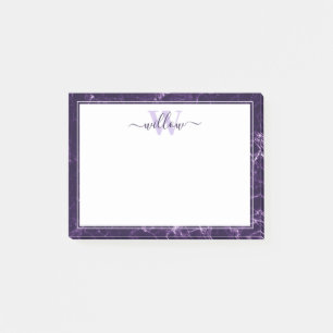 Monogram Lila Marble Muster Postit Notes Post-it Klebezettel