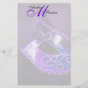 Monogram Lila Masquerade Wedding Stationery Briefpapier