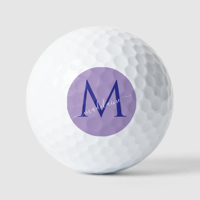 Monogram Lila Modernes Elegant Golfball (Vorderseite)