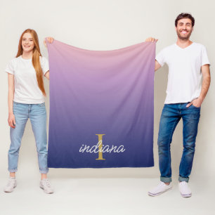 Monogram Lila Ombre Stilistischer Skriptname Fleecedecke