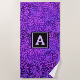Monogram lila Omerblatt Muster modern fett Strandtuch