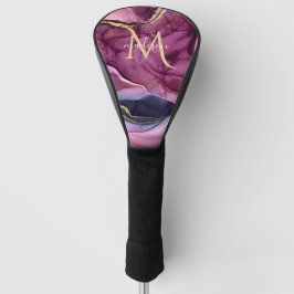 Monogram Lila Pink und Gold Agate Geode Golf He Golf Headcover