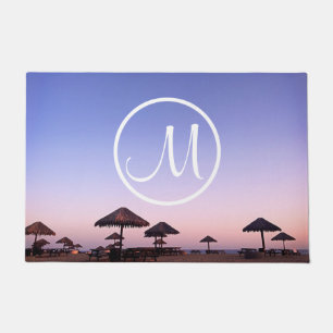 Monogram Lila Sunset California Beach Foto Bold Fußmatte