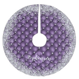 Monogram Lila Tufond Diamond Silver Glitzer Glam Polyester Weihnachtsbaumdecke