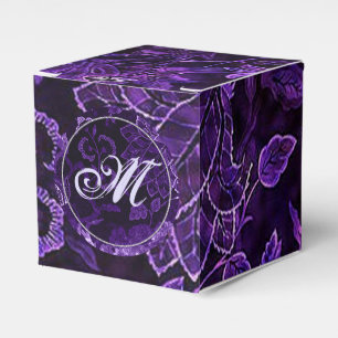 Monogram Lila Vintag Floral Cube Favor Box Geschenkschachtel