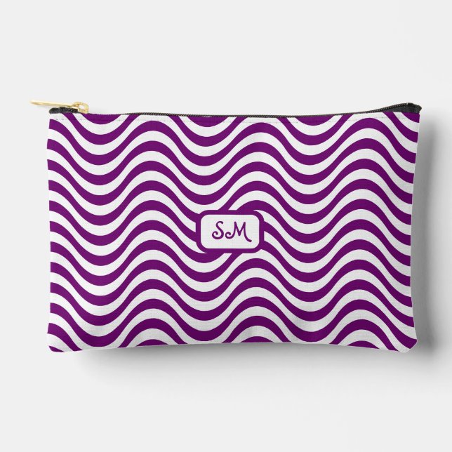 Monogram Lila White Stripes Psychedelic SM Zubehörtasche (Vorderseite)