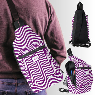 Monogram Lila White Wavy Stripes Psychedelic Crossbody Bag