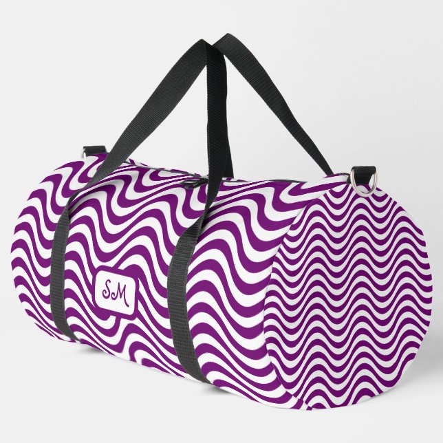 Monogram Lila White Wavy Stripes Psychedelic Duffle Bag (Linke Ecke)