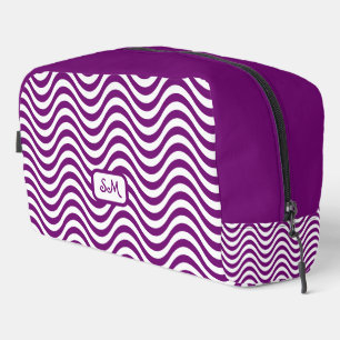 Monogram Lila White Wavy Stripes Psychedelic Waschbeutel