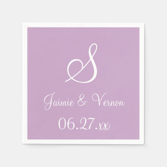 Monogram Lilac modische monochromatische Napkins Serviette (Vorderseite)
