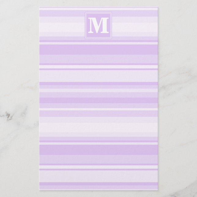 Monogram-Lilastreifen Briefpapier (Vorderseite)