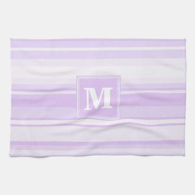 Monogram-Lilastreifen Geschirrtuch (Horizontal)