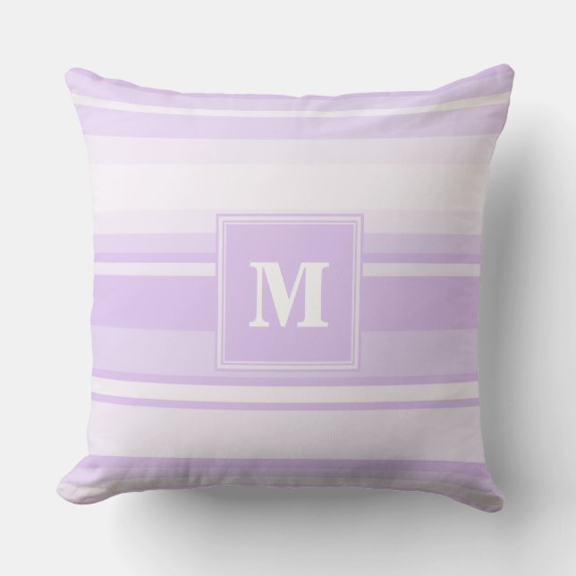 Monogram-Lilastreifen Kissen (Vorderseite)