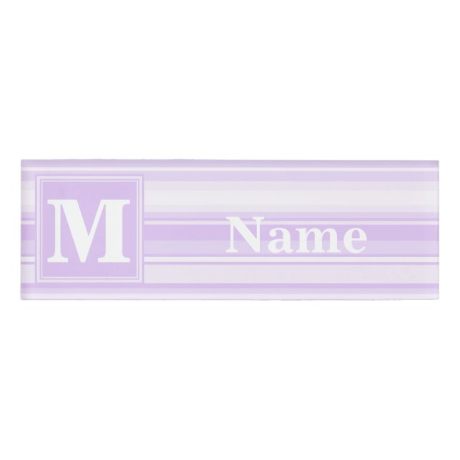Monogram-Lilastreifen Namenschild (Vorderseite)
