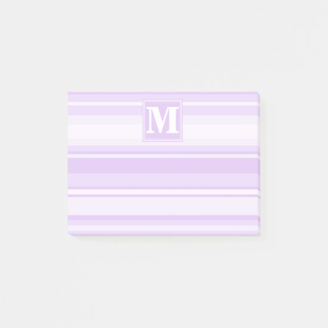 Monogram-Lilastreifen Post-it Klebezettel (Vorderseite)