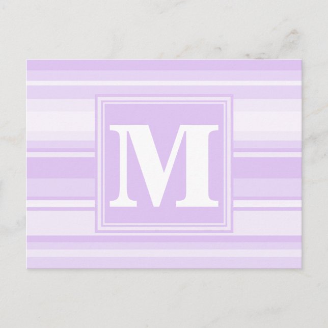 Monogram-Lilastreifen Postkarte (Vorderseite)