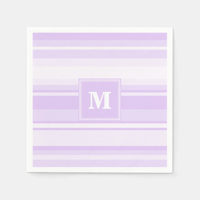 Monogram-Lilastreifen Serviette (Vorderseite)